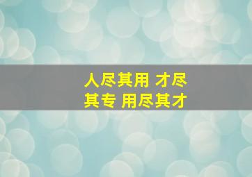 人尽其用 才尽其专 用尽其才